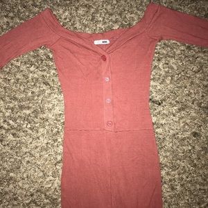 One piece ribbed off the shoulder romper